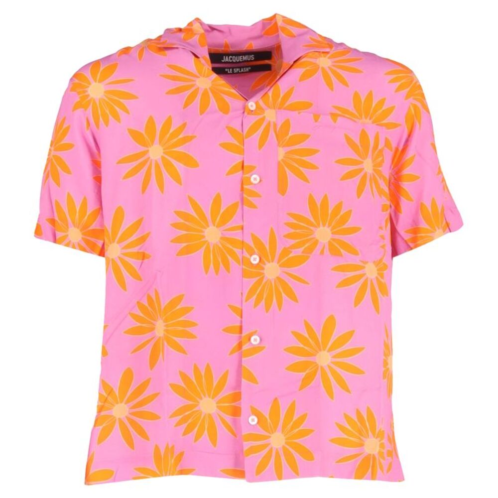 Jacquemus La Chemise Jean Printed Shirt in Pink Viscose
